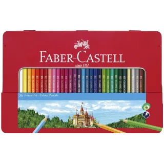 Faber-Castell Crayons de couleur Hexagonal Étui métallique de 36