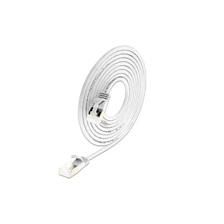 SLIM Câble patch slim RJ-45 - RJ-45, Cat 6A, U-FTP, 0.1 m, Blanc