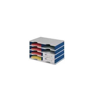 Styro Rangement pour documents styrodoc duo Standard, Bleu, 8 compartiments