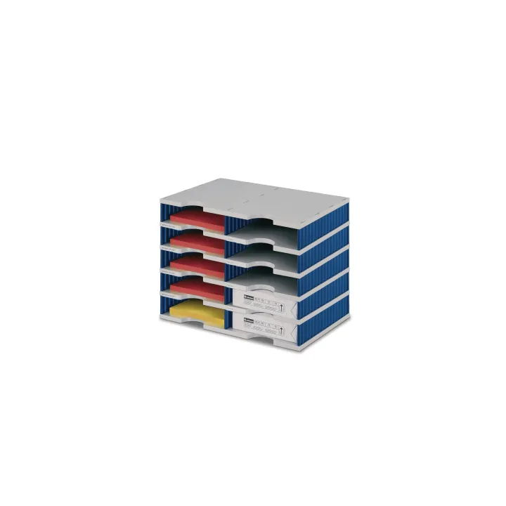 Styro Rangement pour documents styrodoc duo  Standard, Bleu, 10 compartiments