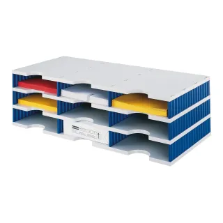 Styro Rangement pour documents styrodoc trio Standard, Bleu, 9 compartiments