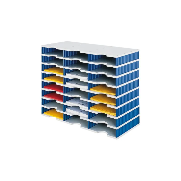 Styro Rangement pour documents styrodoc trio Bleu, 24 compartiments