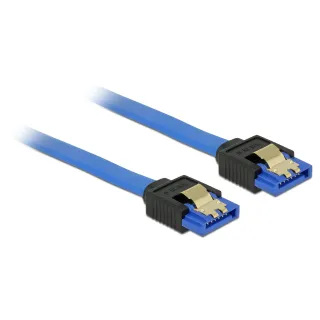 Delock Câble SATA3 50 cm bleu, clip métallique