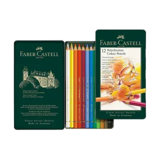 Faber-Castell Crayons de couleur Polychromos Étui métallique de 12 pièces