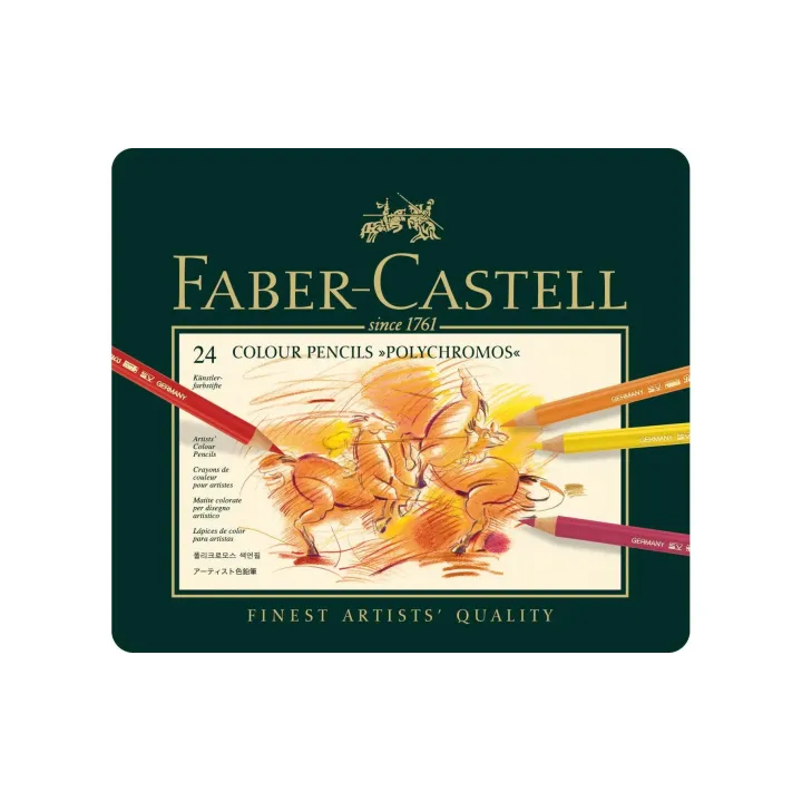 Faber-Castell Crayons de couleur Polychromos Étui métallique de 24 pièces