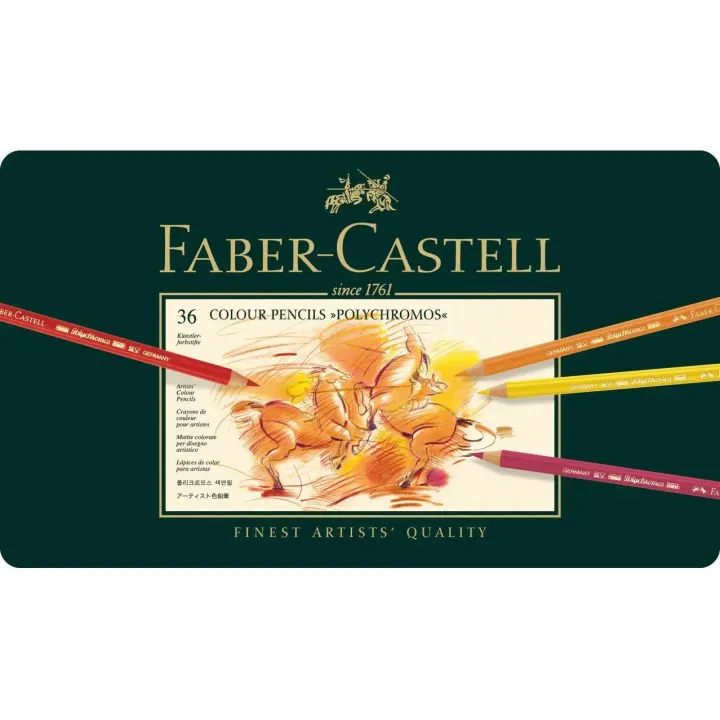 Faber-Castell Crayons de couleur Polychromos Étui métallique de 36