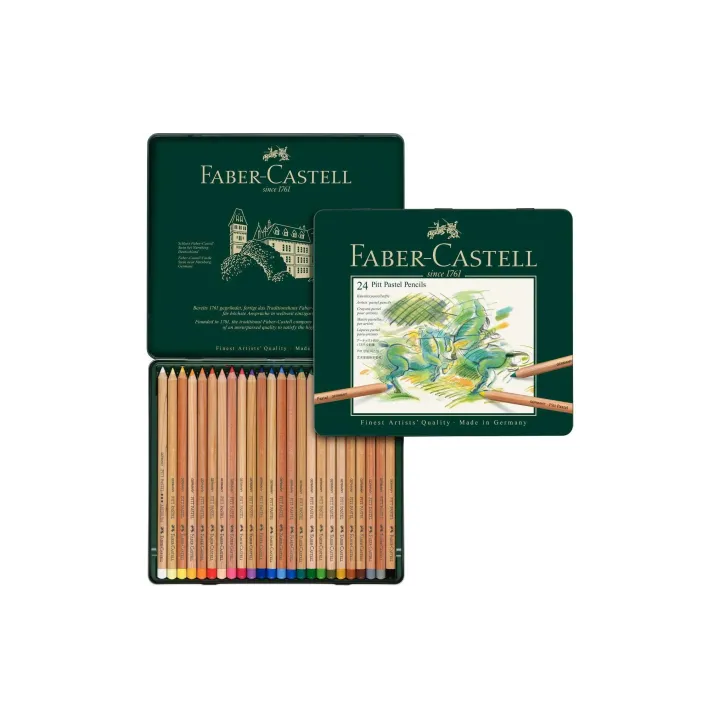 Faber-Castell Crayons de couleur Pitt Pastel Étui métallique de 24 pièces