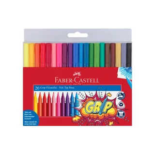 Faber-Castell Crayon feutre Marqueur de couleur Grip Étui plastique de 20 pièces