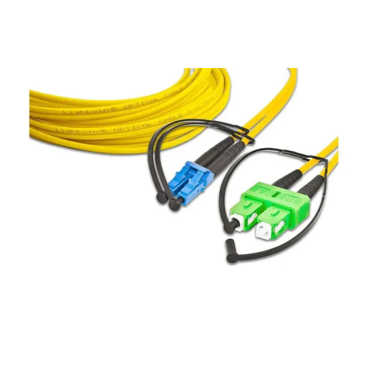 Lightwin Câble patch à fibre optique Singlemode LC – SC-APC, OS2, Duplex, 2 m