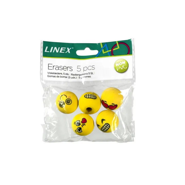 Linex Gomme visages amusants 5 pièces, Jaune