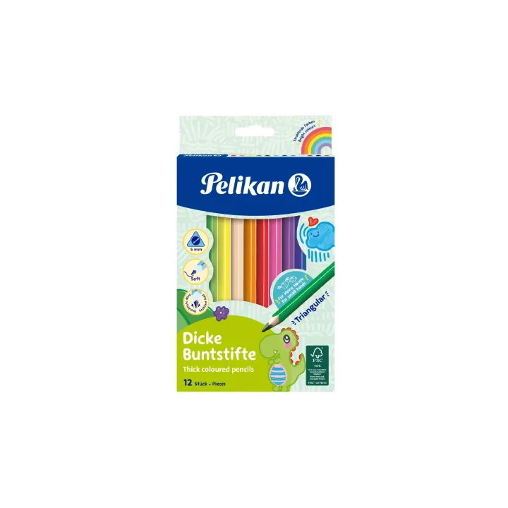 Pelikan Crayons de couleur triangulaire Dick, jeu de 12