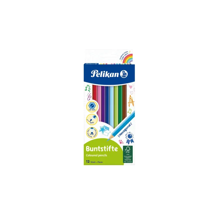 Pelikan Crayons de couleur hexagonal Mince, set de 12