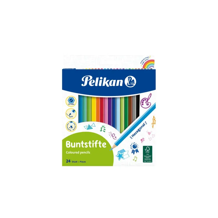 Pelikan Crayons de couleur hexagonal Mince, set de 24