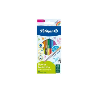 Pelikan Crayons de couleur Bicolore Set de 12 couleurs avec 24 couleurs