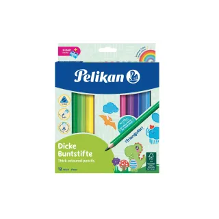 Pelikan Crayons de couleur Dick, jeu de 12, taille-crayon inclus