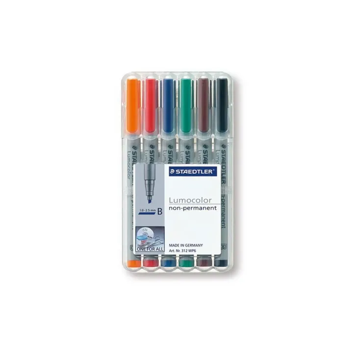 Staedtler Stylo à feuilles Lumocolor 312 Lot de 6, solubles dans leau