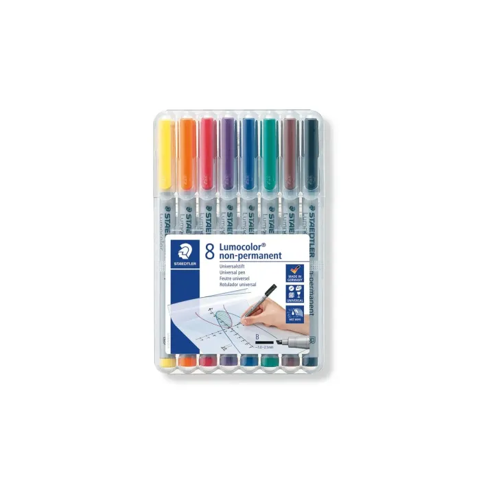 Staedtler Stylo à feuilles Lumocolor 312 Jeu de 8, solubles dans leau