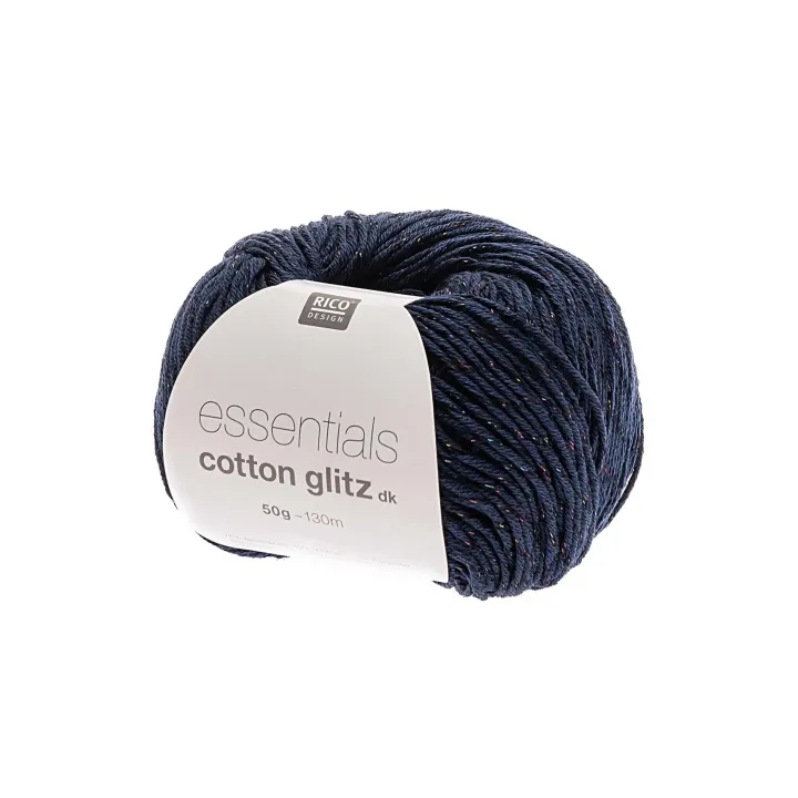 Rico Design Laine Essentials Cotton Glitz DK 50 g Bleu marine