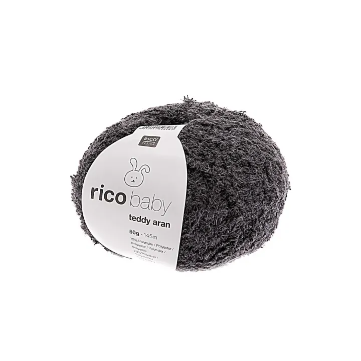 Rico Design Laine Baby Teddy Aran 50 g Gris foncé