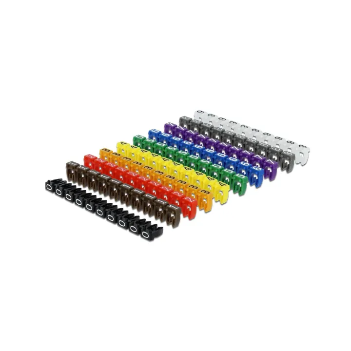 Delock Étiquettes de câble Clips 0-9 de couleur, 10x jeux de 10.