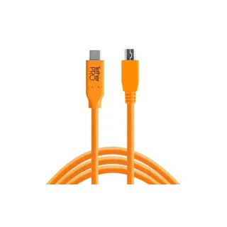 Tether Tools Câble TetherPro USB-C - 2.0 Micro-B 5-Pin 4.6 mètres - orange