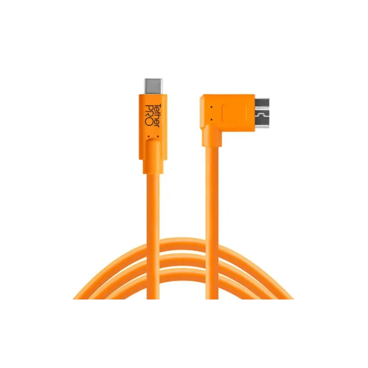 Tether Tools Câble USB-C 3.0 Micro-B Right Angle 4.6 mètres - orange