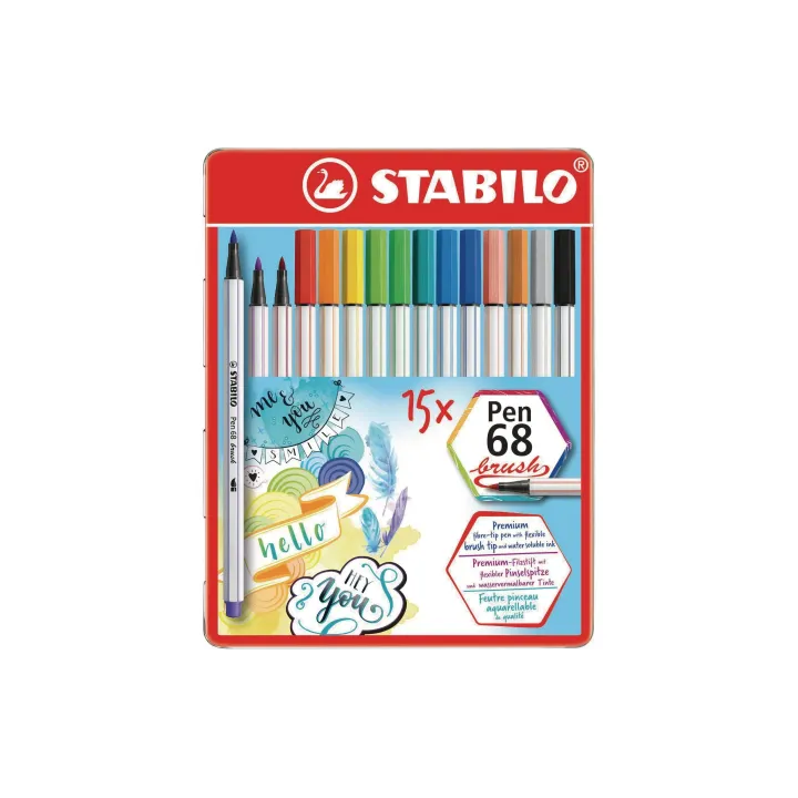 STABILO Crayon feutre Pen 68 15 pièces, boîtier métallique