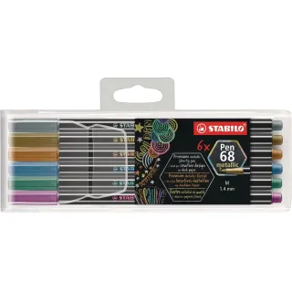 STABILO Crayon feutre Pen 68 Metallic 6 pièces