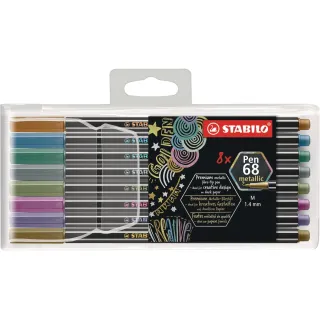 STABILO Crayon feutre Pen 68 Metallic 8 pièces