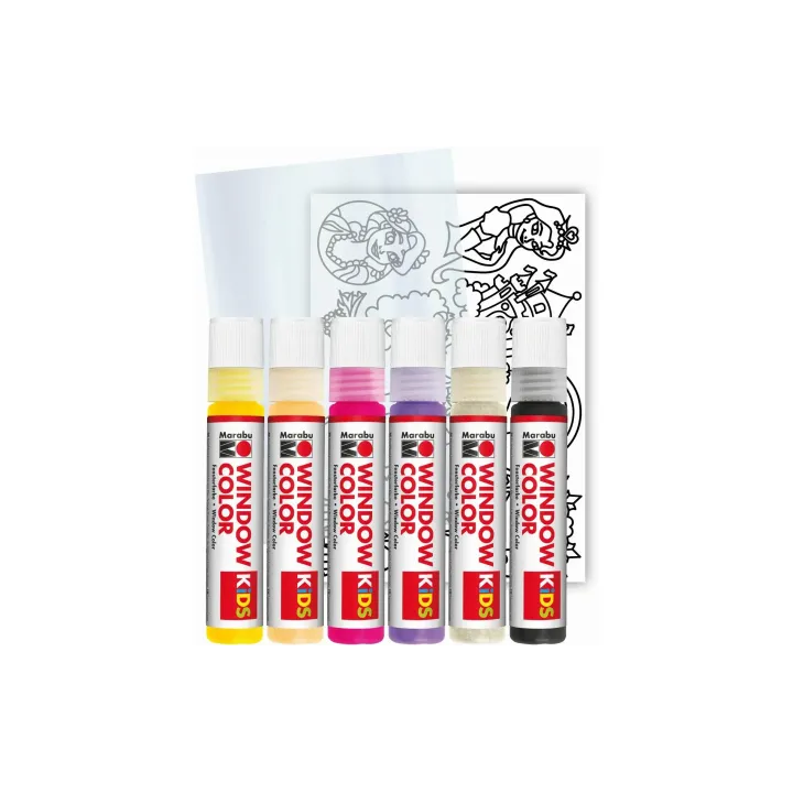 Marabu Peinture pour fenêtre Kids Color Princesse 6 x 25 ml