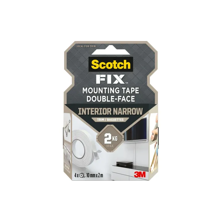 Scotch Ruban de montage Scotch-Fix, 10 mm x 2 m, Blanc