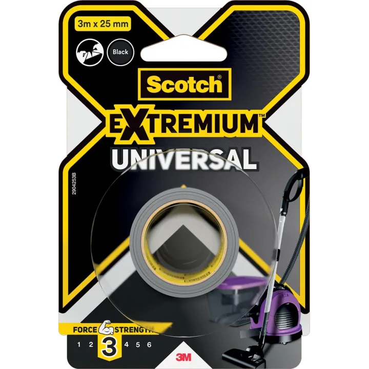 Scotch Ruban adhésif Extremium Universal, 25 mm x 3 m, 1 rouleau, Noir