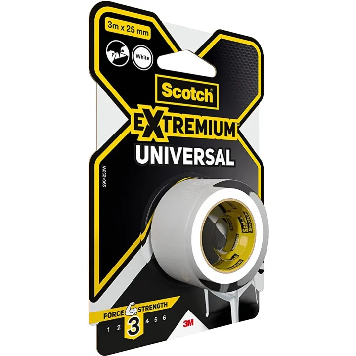 Scotch Ruban adhésif Extremium Universal, 25 mm x 3 m, 1 rouleau, Blanc