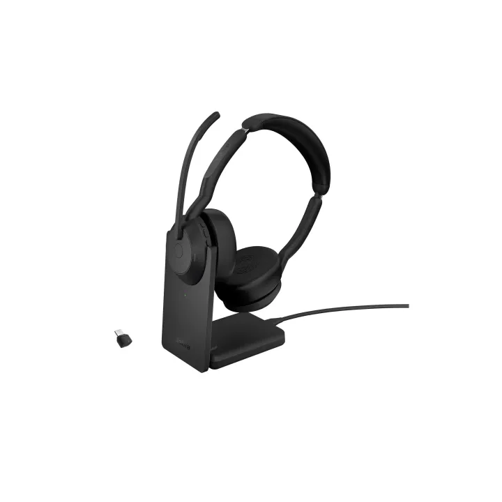 Jabra Casque Evolve2 55 Duo UC, USB-C, station de chargement incluse