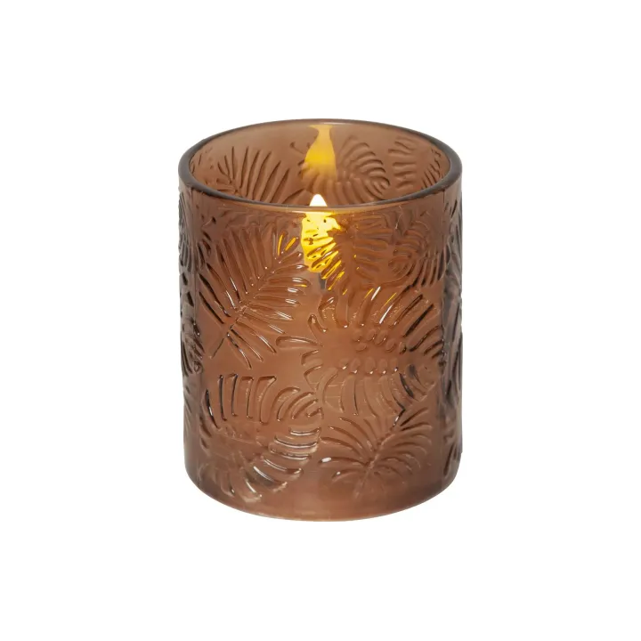 Star Trading Bougie LED Feuille de flamme Pillar, O 10 x 12.5 cm, brun