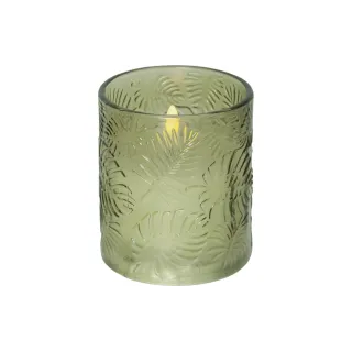 Star Trading Bougie LED Feuille de flamme Pillar, O 10 x 12.5 cm, vert