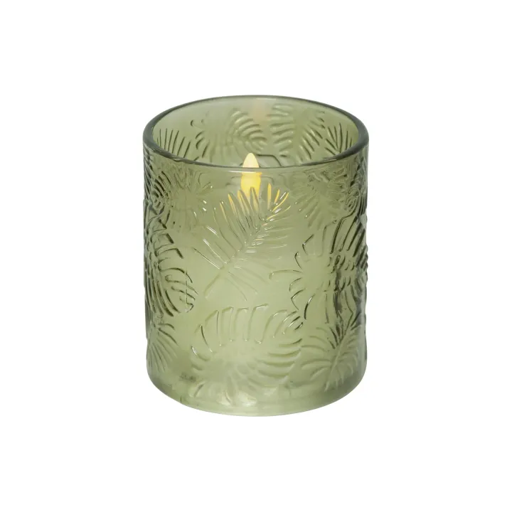 Star Trading Bougie LED Feuille de flamme Pillar, O 10 x 12.5 cm, vert