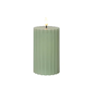 Star Trading Bougie LED Pillar Flamme Stripe, O 7.5 x 15 cm, vert