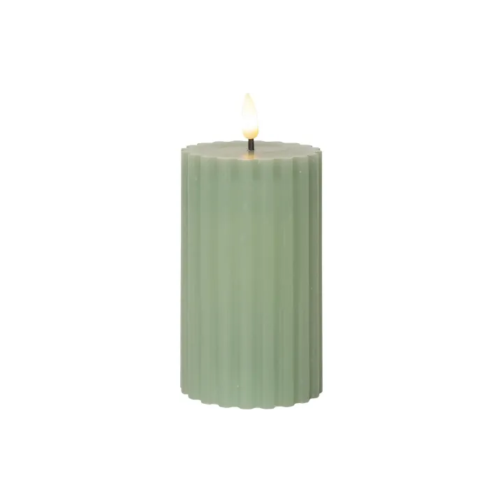 Star Trading Bougie LED Pillar Flamme Stripe, O 7.5 x 15 cm, vert