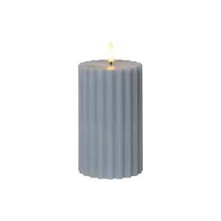 Star Trading Bougie LED Pillar Flamme Stripe, O 7.5 x 15 cm, bleu