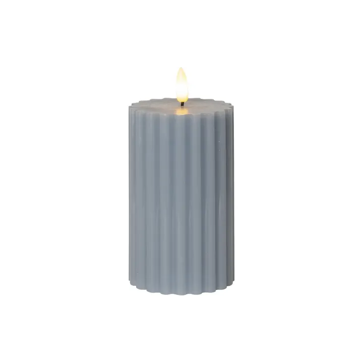 Star Trading Bougie LED Pillar Flamme Stripe, O 7.5 x 15 cm, bleu