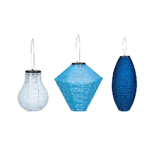 COCON Lampion LED Solaire Set de 3, Bleu