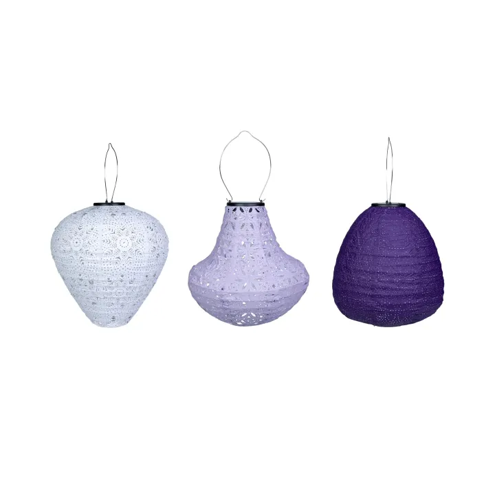 COCON Lampion LED Solaire Set de 3, Violet