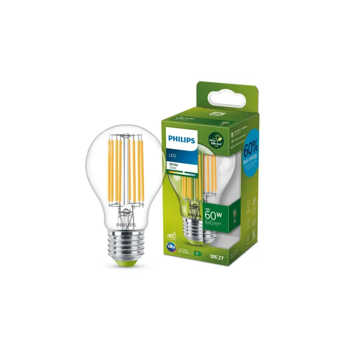 Philips Lampe LED E27, ultra-efficace, remplacement de 60W Blanc chaud