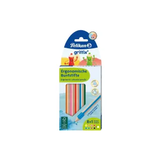 Pelikan Crayons de couleur Griffix Crayons de couleur 9 couleurs