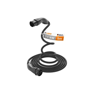 Lapp Câble de chargement Helix pour voiture électrique de type 2, 11 kW, 5 m, noir