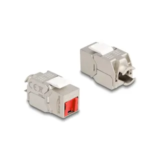 Delock Module Keystone RJ45 Cat.6A avec capot anti-poussière rouge