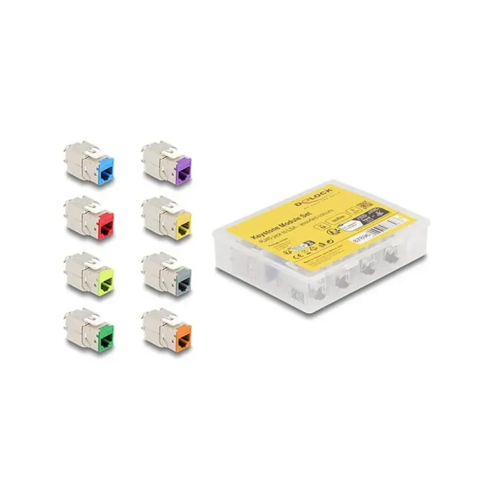 Delock Module Keystone RJ45 à LSA, Cat.6A Coloré, 8 unités