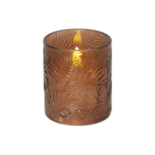 Star Trading Bougie LED Feuille de flamme Pillar, O 8.5 x 10 cm, brun