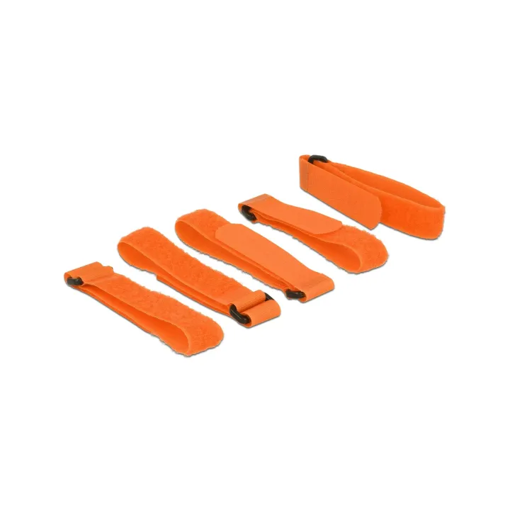 Delock Serre-câble auto-agrippant avec boucle Orange 300 mm x 20 mm, 5 pièces